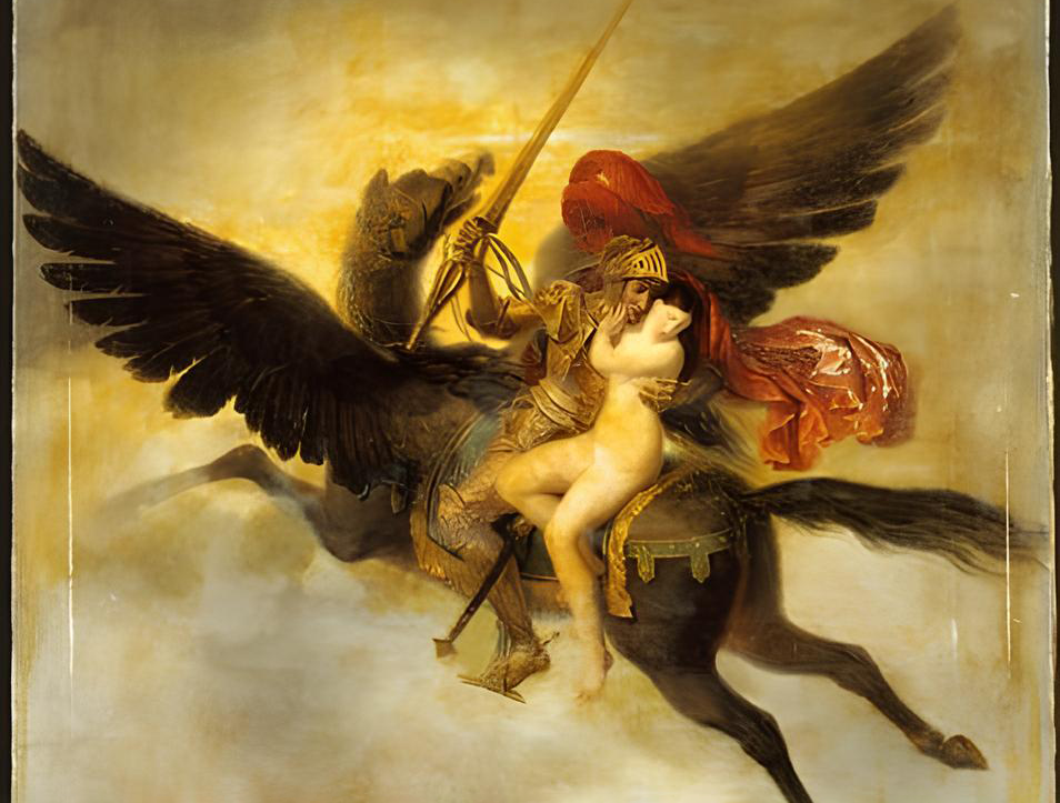 Луи-Эдуар Риу  \ Руджьер увозит Анджелику верхом на гиппогрифе (фрагмент)