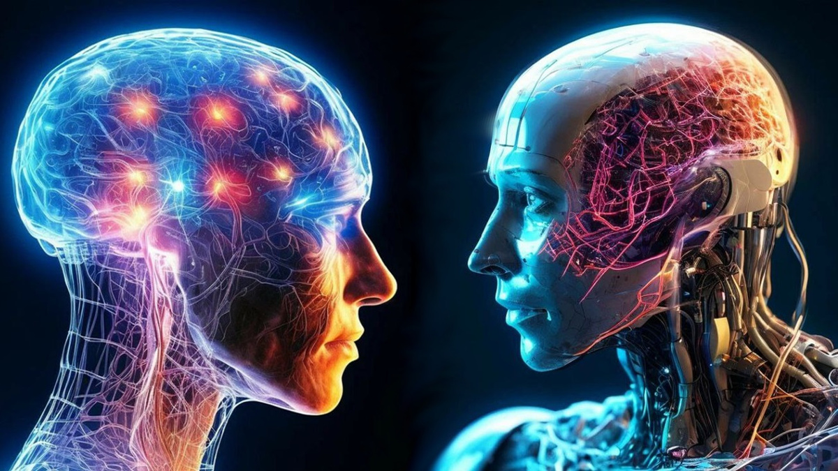 Картинка сгенерирована нейросетью "Шедеврум" по запросу "искусственный интеллект в виде нейронной связи в человеческом мозгу".