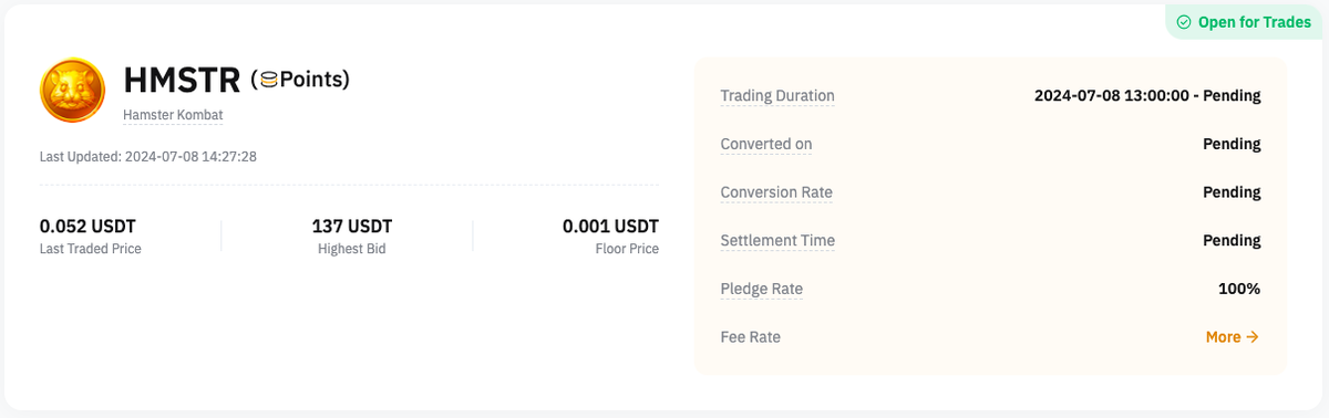 В Bybit указали, что общее предложение проекта составит 10 млрд HMSTR. При этом торговля происходит не конкретно токенами, а некими «баллами» (Points). 