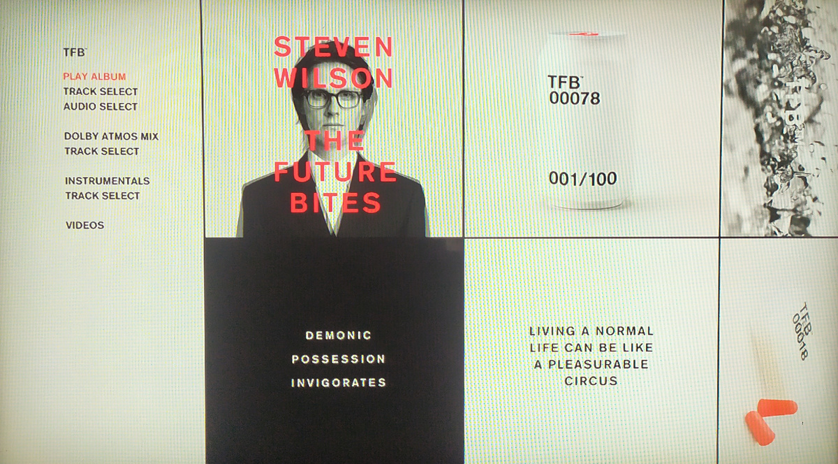 Steven Wilson "The Future Bites" Blu-ray  - главное меню
