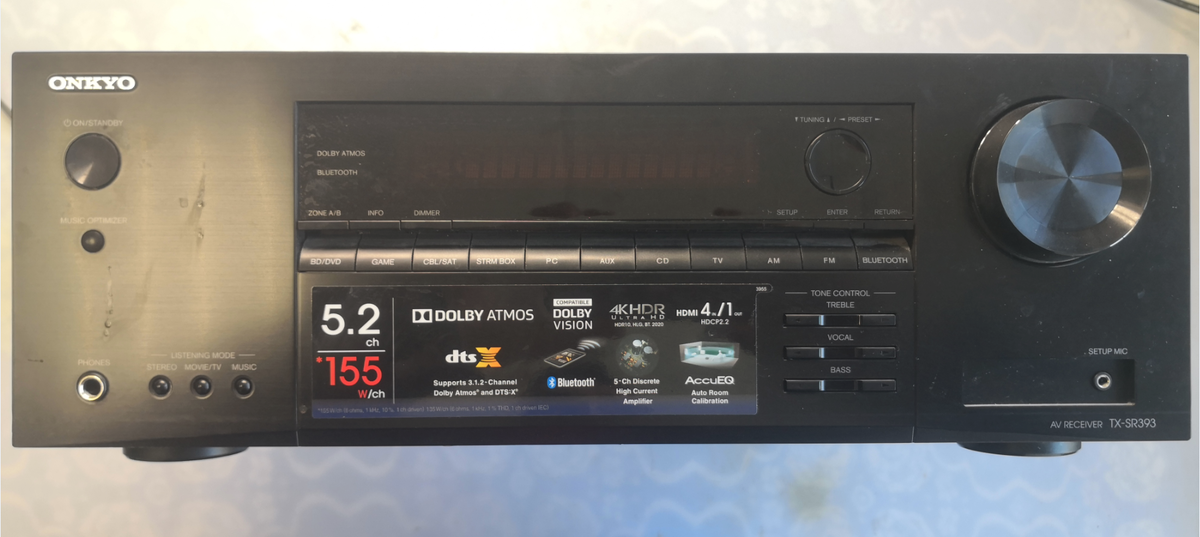 Всем здравствуйте! Сегодня у нас на ремонте  AV-ресивер 5.2 Onkyo tx-sr393 с диагнозом не включается. Возможно после грозы... (кхм) ... Н-да.