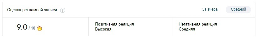 Оценка рекламной записи из кабинета ВК