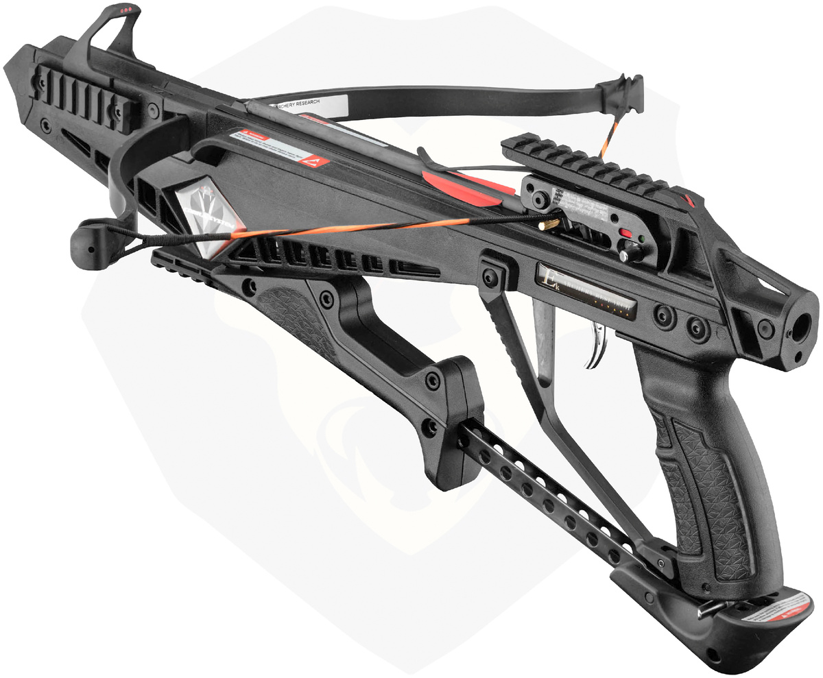 Взведение арбалета осуществляется отведением подствольного рычага в нижнее положение