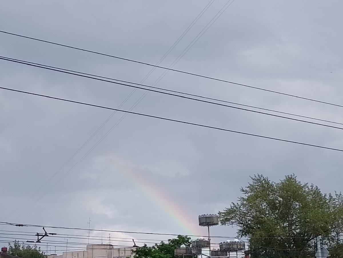 По дороге домой после дождя поймала радугу, фото автора