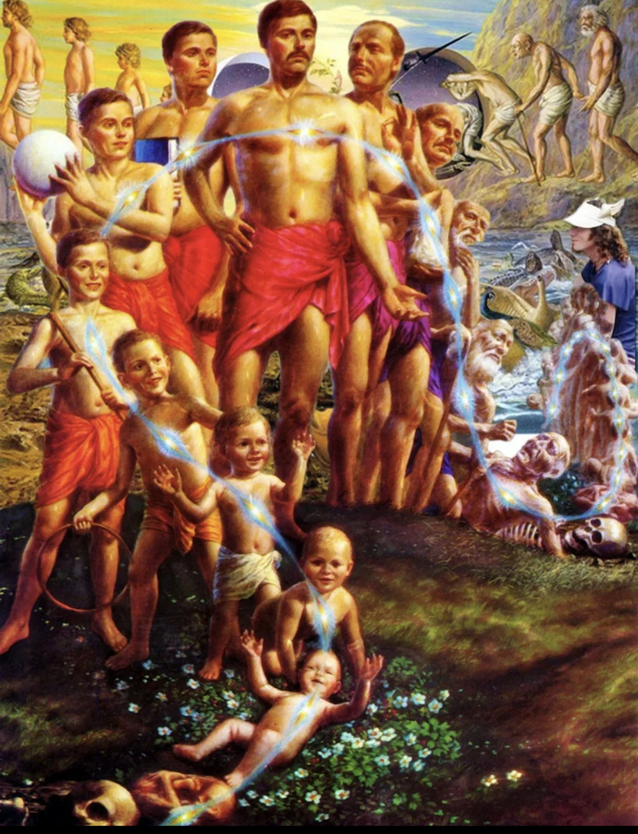 Картина передает суть реинкарнации и работы кармы.