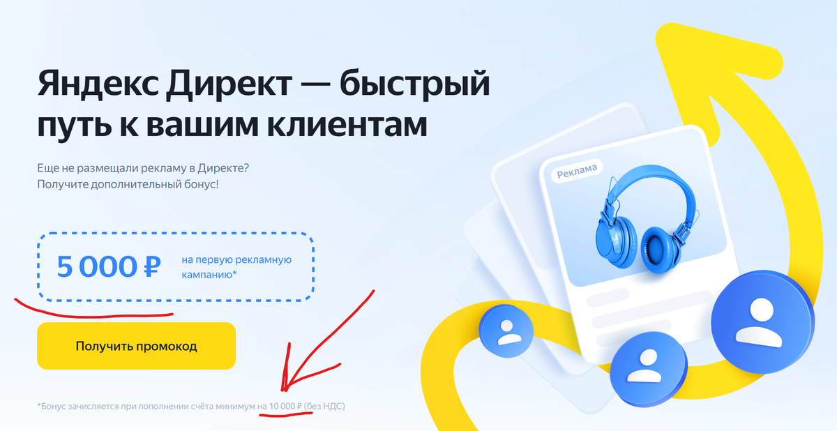 Яндекс Директ промокод на 5000 рублей 2024