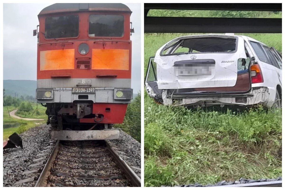    В ЕАО поезд снёс легковой автомобиль, выехавший на рельсы