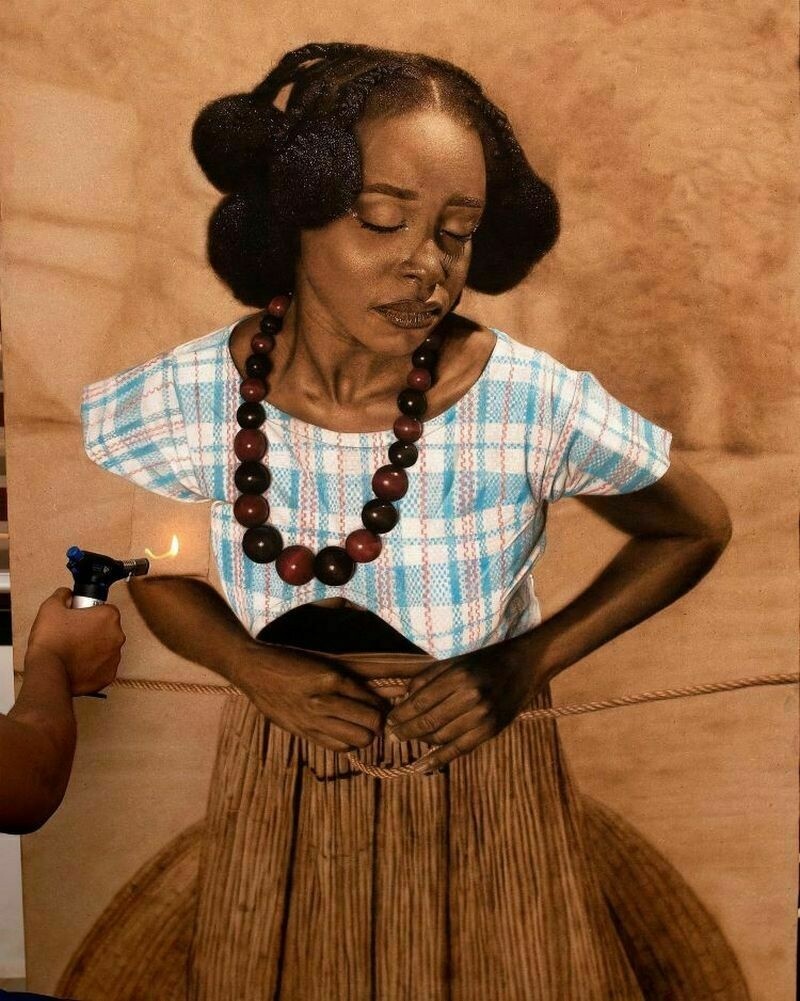    Видео: художник рисует огнем невероятные портреты