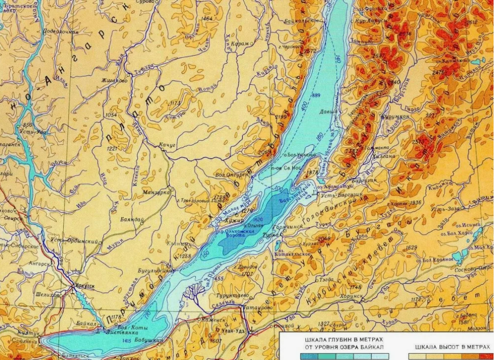 Озеро Байкал. Фрагмент физической карты. https://fhd.videouroki.net/tests/246208/image_5e99edfe0c5c7.jpg