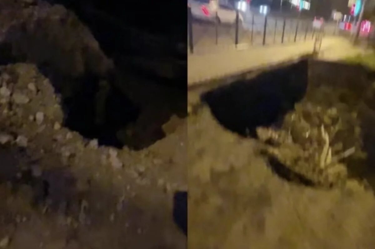    Участок дороги обрушился возле остановки в Новосибирске