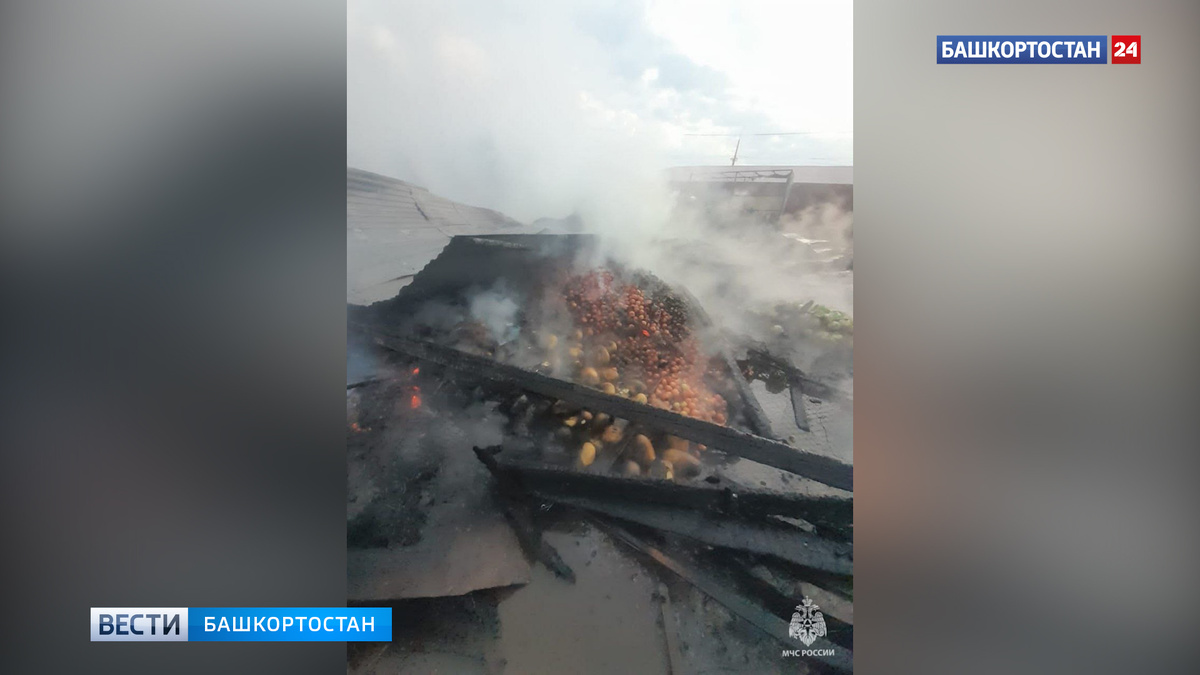    В Башкирии сгорел грузовик с арбузами