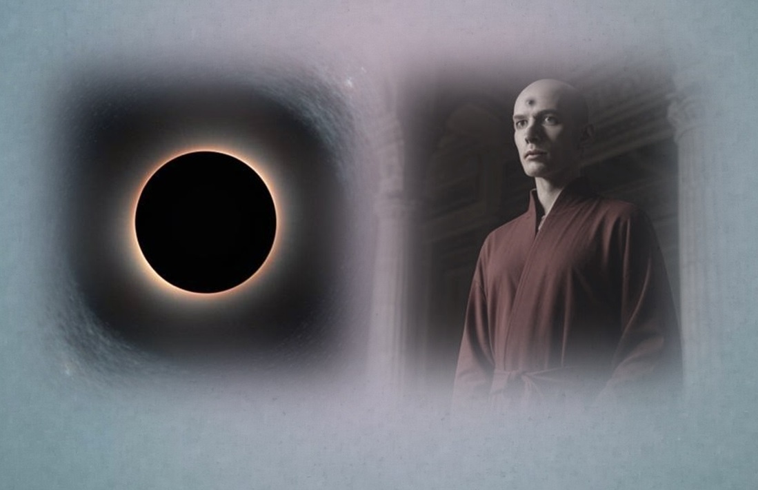 Коллаж из моих фотографий и картинки от Креа. Иллюстрация к роману "Алуэсса" (эпизод, где Ульвен беседует с Властителем Времени).