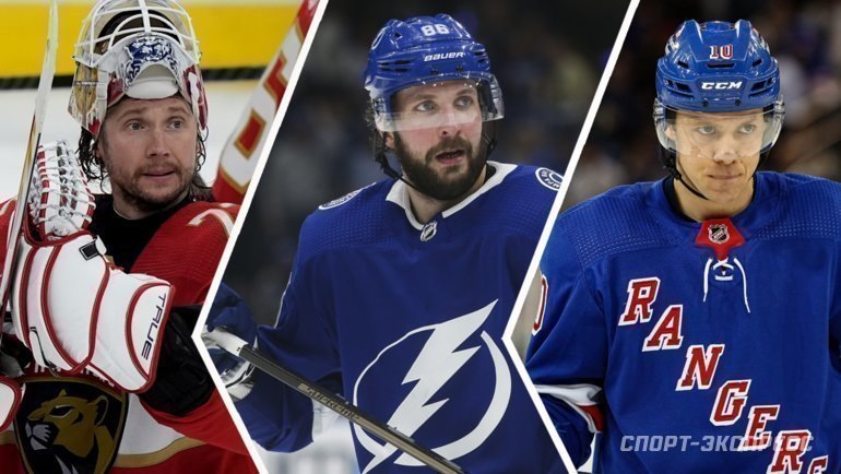    Сергей Бобровский, Никита Кучеров и Артемий Панарин.