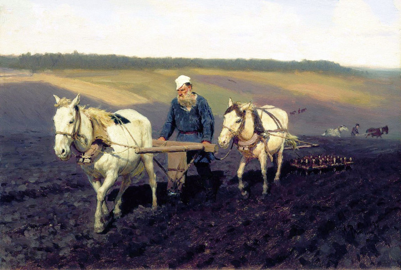 Илья Репин. Пахарь. Л. Н. Толстой на пашне (1887)