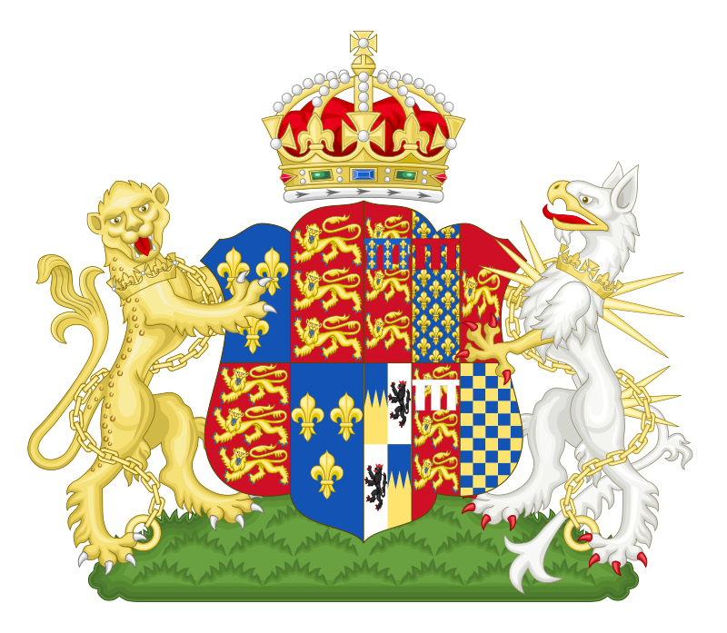 Если с гербом первой жены Генриха VIII, Екатерины Арагонской, как королевы Англии, особых трудностей не возникает, то вот королевский герб Анны Болейн достаточно интересен и порой неправильно...