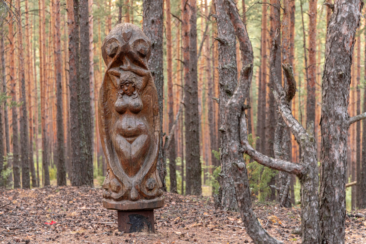 Интересно, а как выглядели амазонки? Деревянная скульптура в парке Сувар