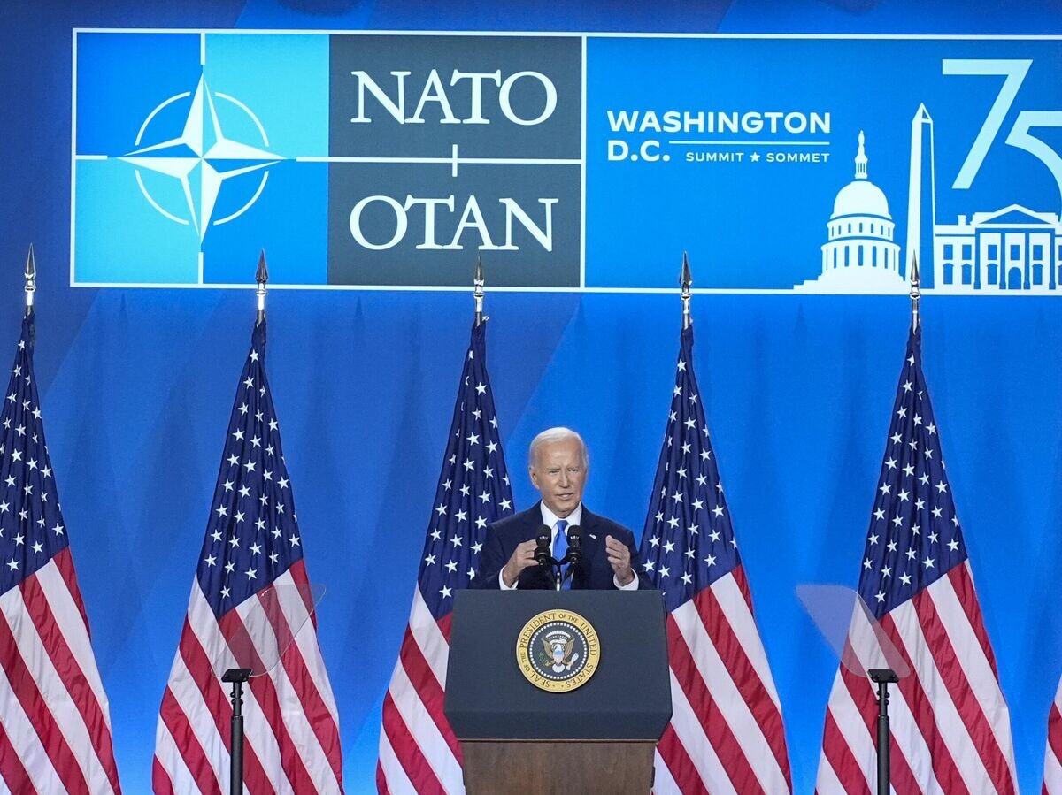    Президент США Джо Байден на пресс-конференции по итогам завершившегося в Вашингтоне саммита НАТО© AP Photo / Jacquelyn Martin