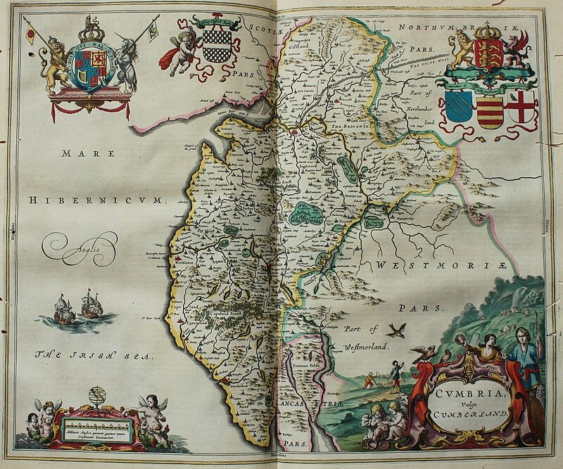 Карта Уэльса из атласа Яна Блау (1659)