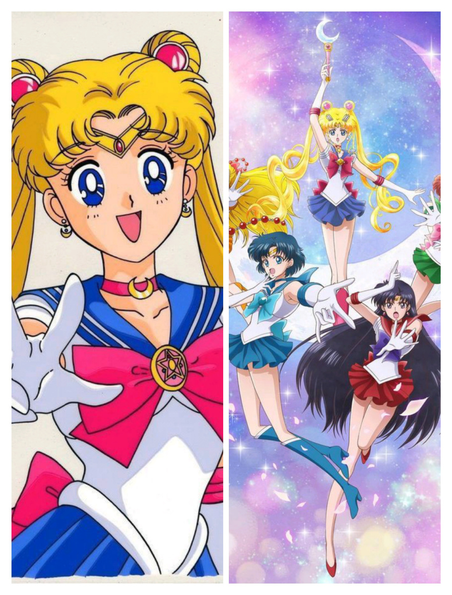 Слева оригинальная Сейлор Мун, справа Сейлор Мун Кристалл