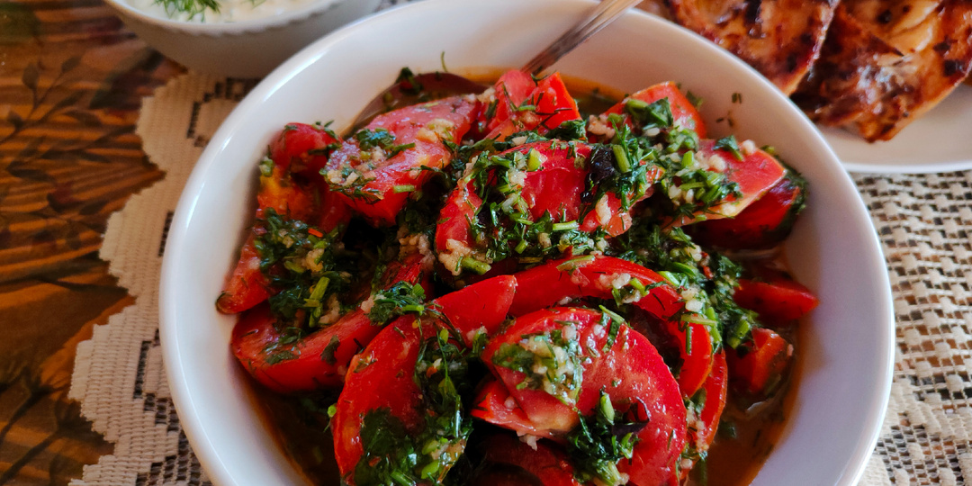 Закуска из помидоров к шашлыку