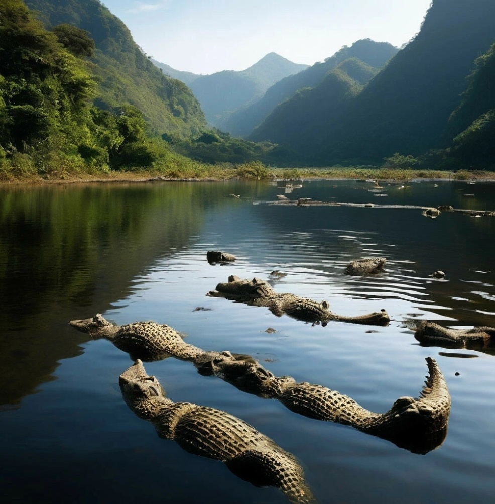 Фантазийное изображение горного озера, созданное ИИ по запросу автора