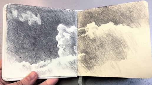 Рисуем облако карандашом по открытому уроку Анны Эгиды. Ещё больше идей для скетчинга тут https://kalachevaschool.ru/annaegida
