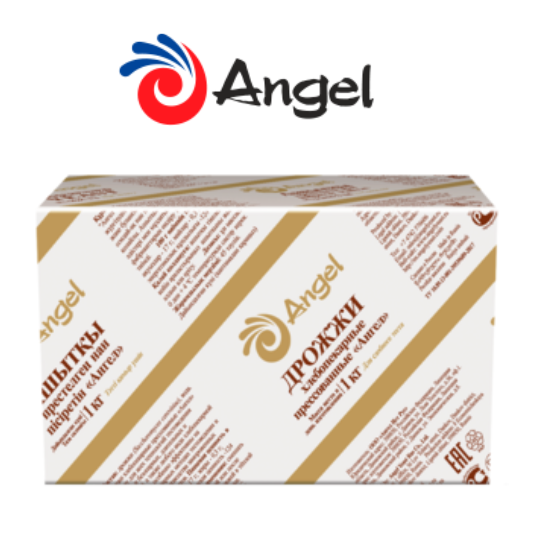 Прессованные дрожжи Angel произведены  путем накопления отборной культуры дрожжей. Содержит влаги- 70%, не содержат ГМО.  Предназначены для всех видов тестоведения при производстве хлеба и хлебобулочных изделий. Содержание сахара более 10% к массе муки. Идеально подходят для приготовления высокорецептурный сдобы. Обладают высокой подъемной силой. Адаптированы для технологии замораживания тестовых полуфабрикатов. Гарантируют стабильный объем готовых изделий. Придают насыщенный вкус и аромат. Дозировка 1%-3% . Срок годности 45 суток. Расфасовка: картонная коробка массой 10кг ( 10 брикетов по 1 кг).