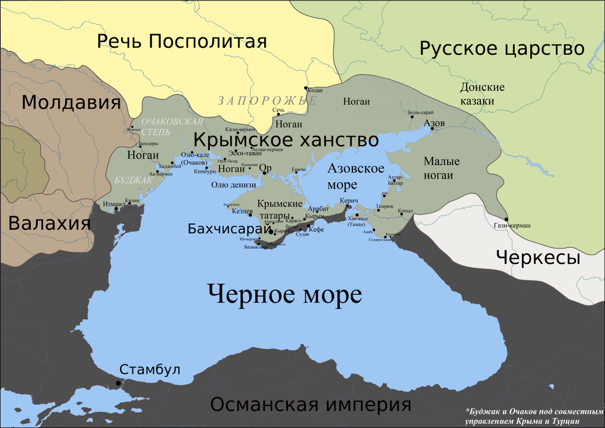 Сечь в Запорожье, на схеме Польско-литовской республики, Крымской орды и так далее, в 1600-е годы