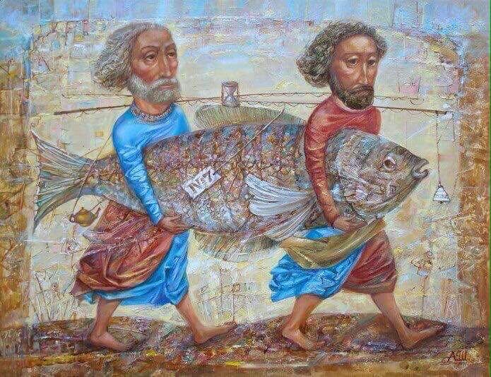 Братья будущие апостолы - рыбаки Симон (Пётр) и Андрей