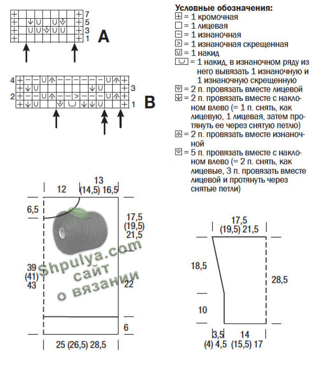 Схема вязания пуловера спицами для женщин и выкройка