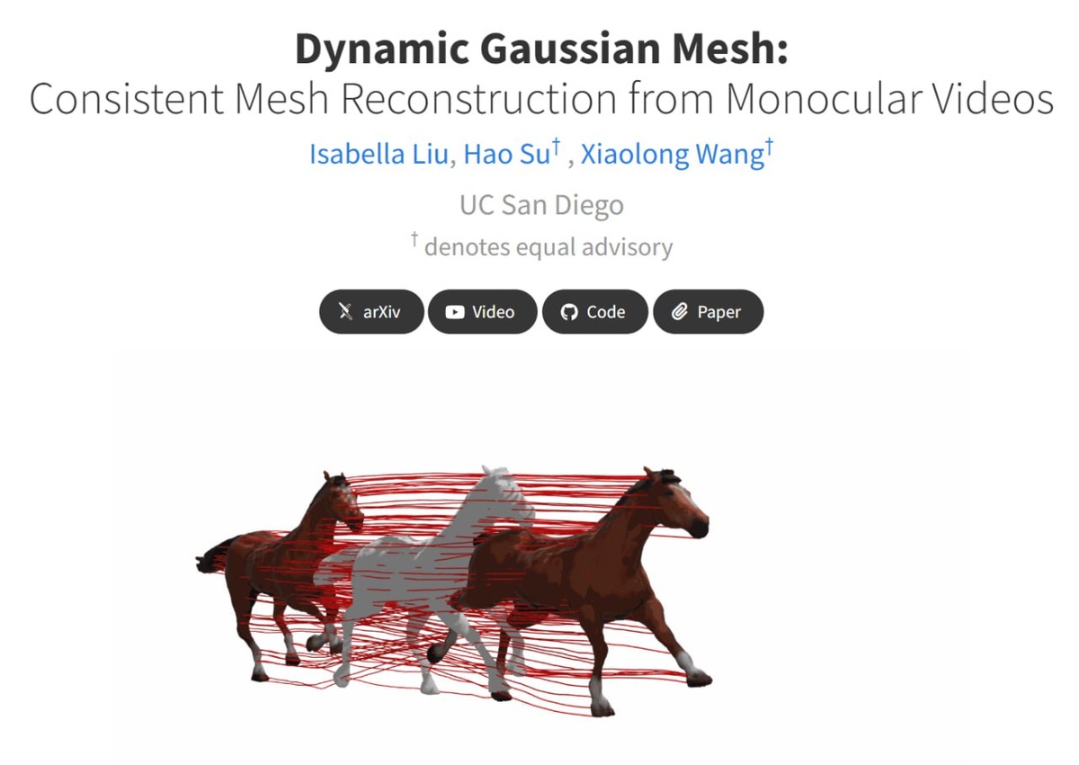 DG-Mesh реконструирует высококачественную динамическую 3D-сетку с согласованными вершинами из монокулярного видео.