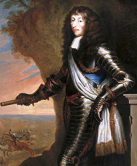 Принц Конде сначала поддерживал королевскую власть, но потом выступал против неё и получил помилование после заключения Пиренейского договора