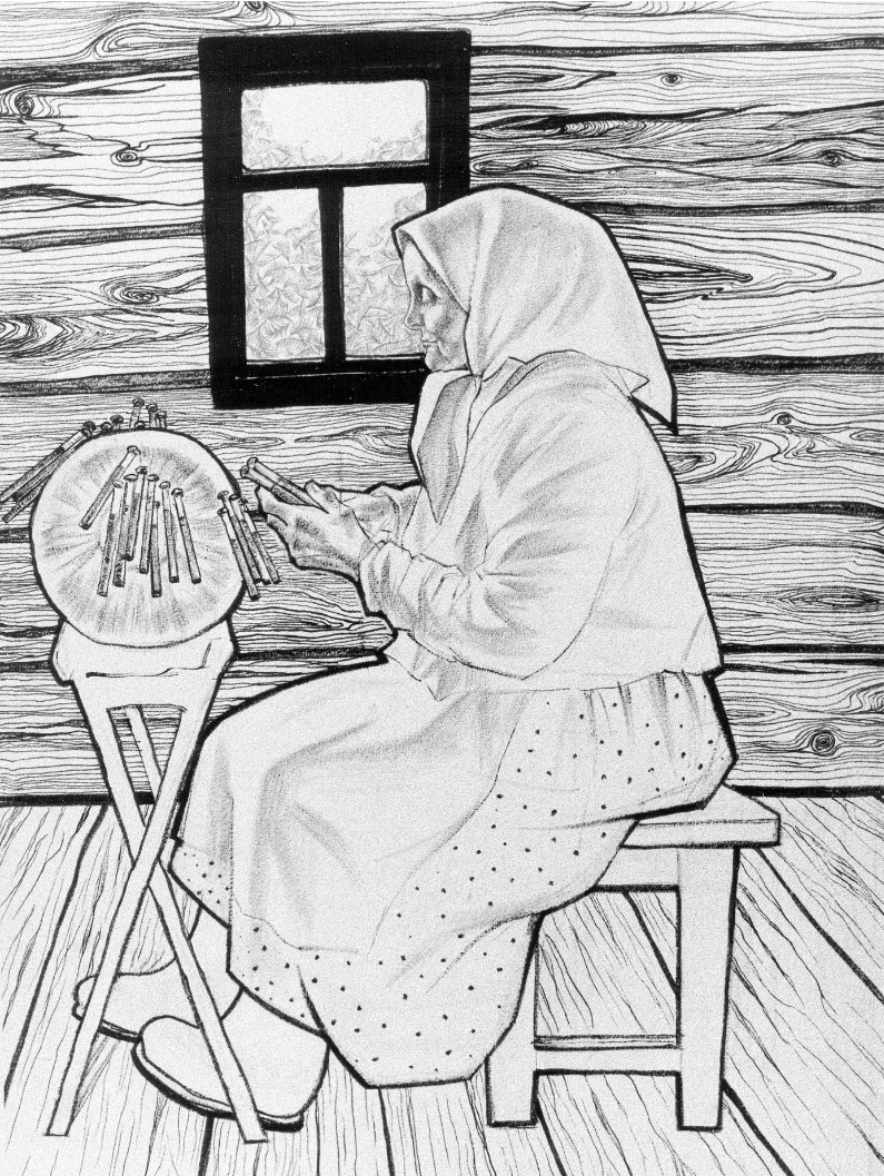 Плетея. Рисунок вологодской художницы Д.Т.Тутунджан