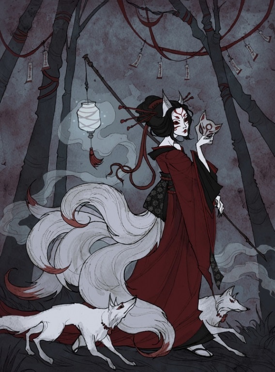 Кицунэ. Иллюстрация Ксении Свинцовой