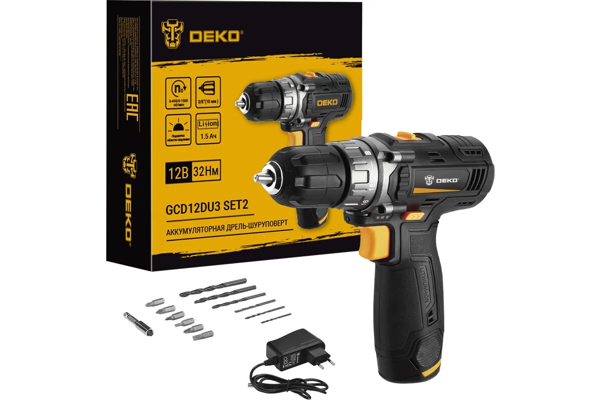 Max крутящий момент :32 Нм 
Тип аккумулятора:Li-Io
Напряжение аккумулятора:12 В
Max диаметр сверления (металл):10 мм
Мах диаметр сверления (дерево):25 мм
Зарядное устройство в комплекте:есть
Вес нетто:1.092 кг