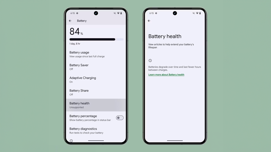 Процент износа батареи в Android 15источник: Google News