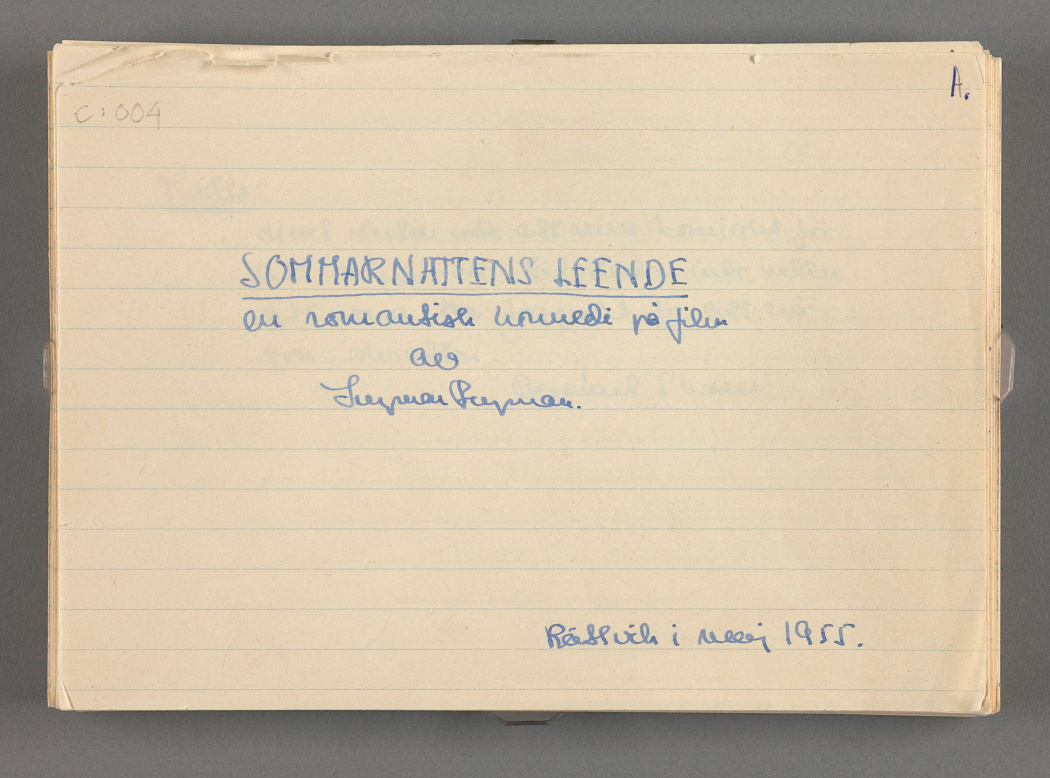 Рукописный сценарий «Улыбки летней ночи». Май 1955 г.  Фото: https://www.ingmarbergman.se