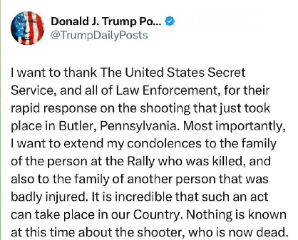    Скриншот соцсети Дональда Трампа