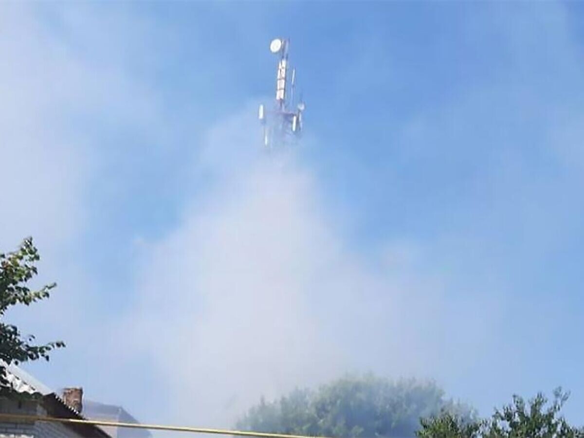    Телевизионная вышка в Судже, поврежденная в результате атаки украинского дрона© Фото : соцсети