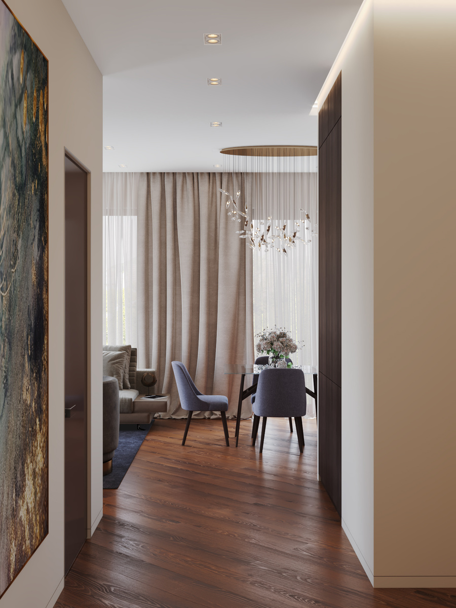 Вид из холла в гостиную.