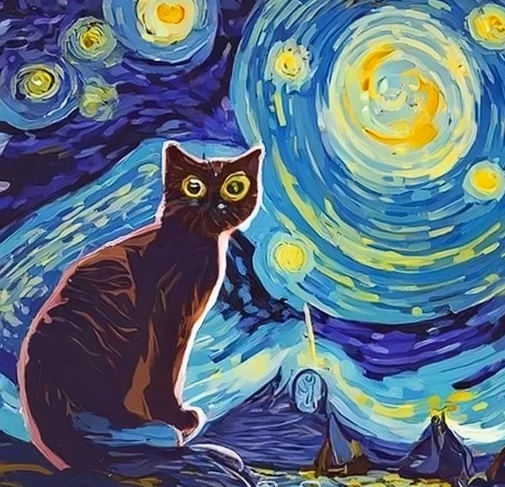 Звездная ночь с кошкой внутри 