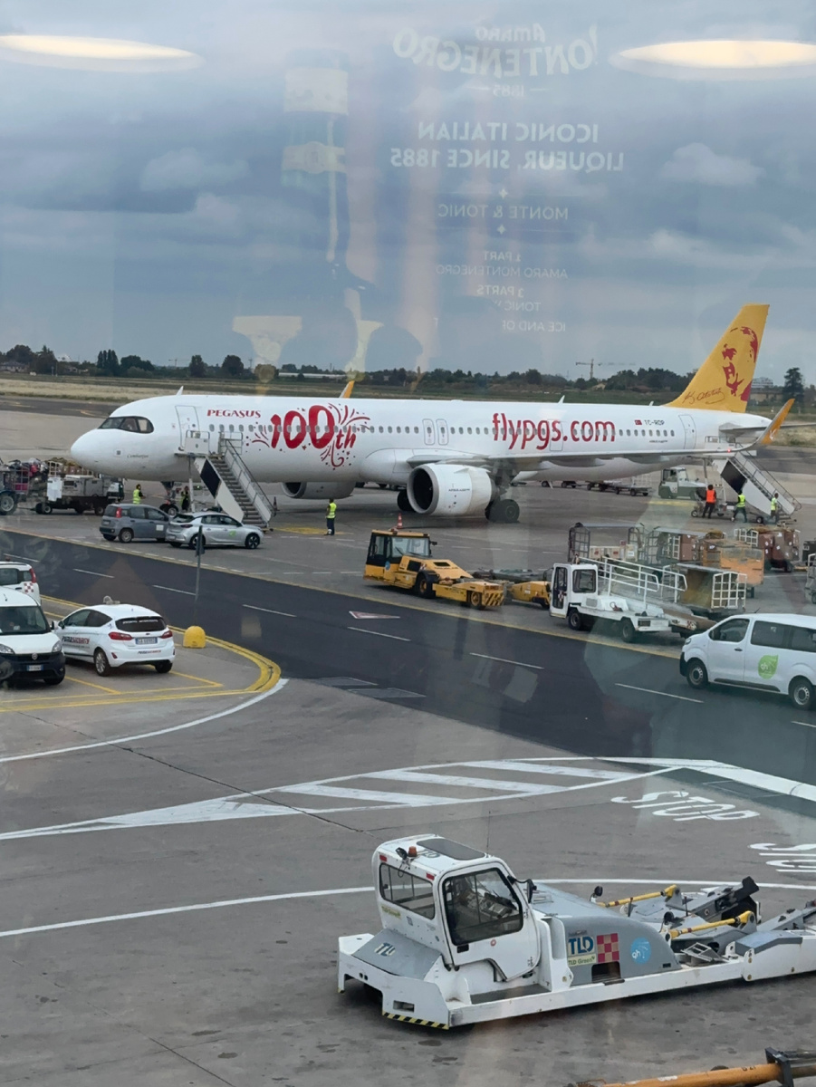 Из-за множества пассажиров фото сделать нереально, а так же из-за окон под углом. Вот Airbus A321-251NX “Pegasus” в спецлеврее в Стамбул SAW