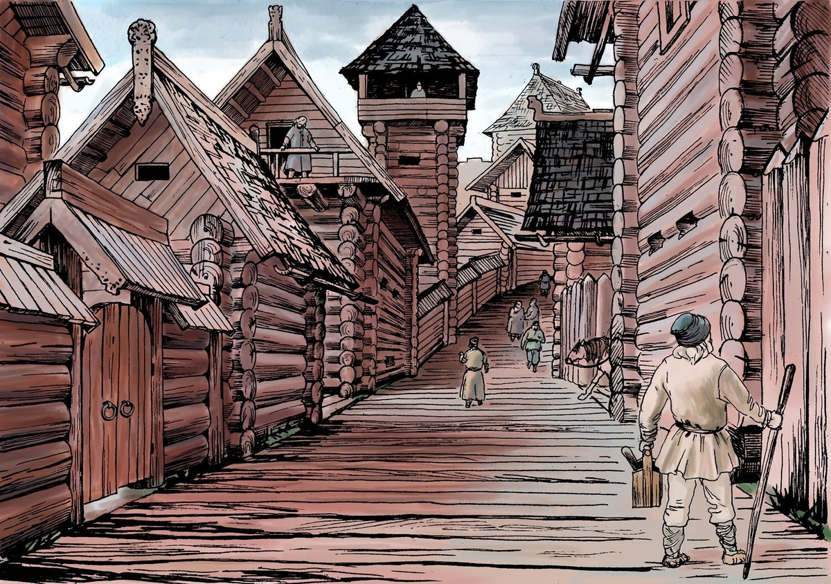 Улица в средневековом Новгороде