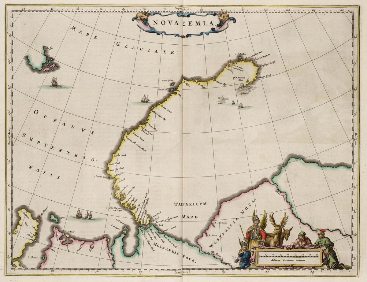 Новая Земля в атласе ван Лоона, 1664 г. Фрагмент. Источник: wikipedia.org