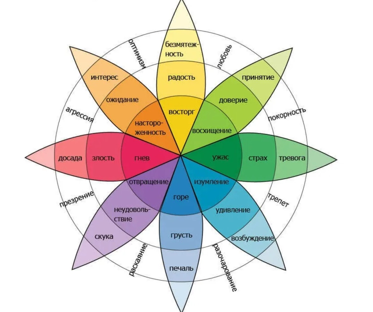 Плутчик выделял 8 базовых эмоций