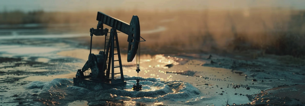 Иллюстрация создана нейросетью Midjourney в @GPT4Telegrambot /imagine нефтяная скважина, из которой нефть бьет ключом --style raw --ar 16:9