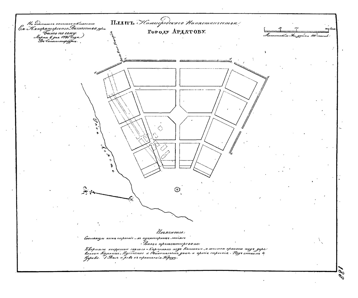 Планировка города Ардатова от 6 марта 1781 года.