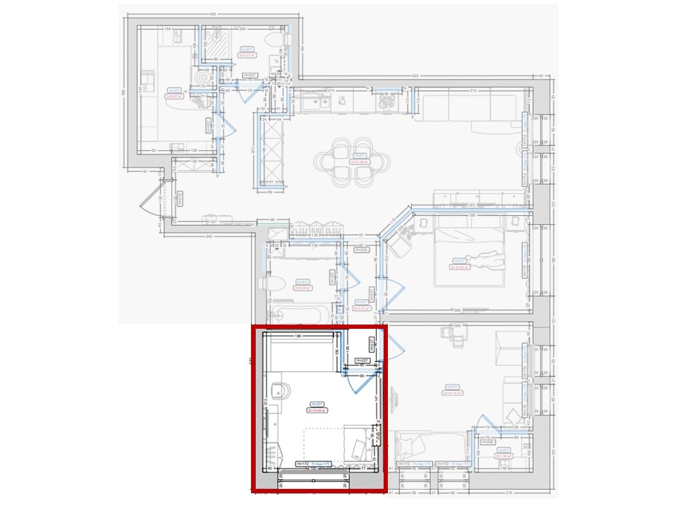 Даже полноценно кресло-кровать уместилось в комнату 10 кв. м.