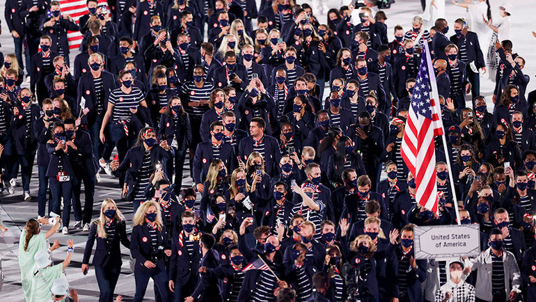    Сборная США на церемонии открытия Олимпийских игр-2020. Getty Images