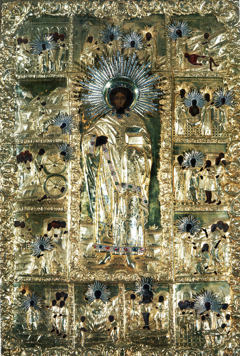 Древняя икона вмч. ,Пантелеимона с житием